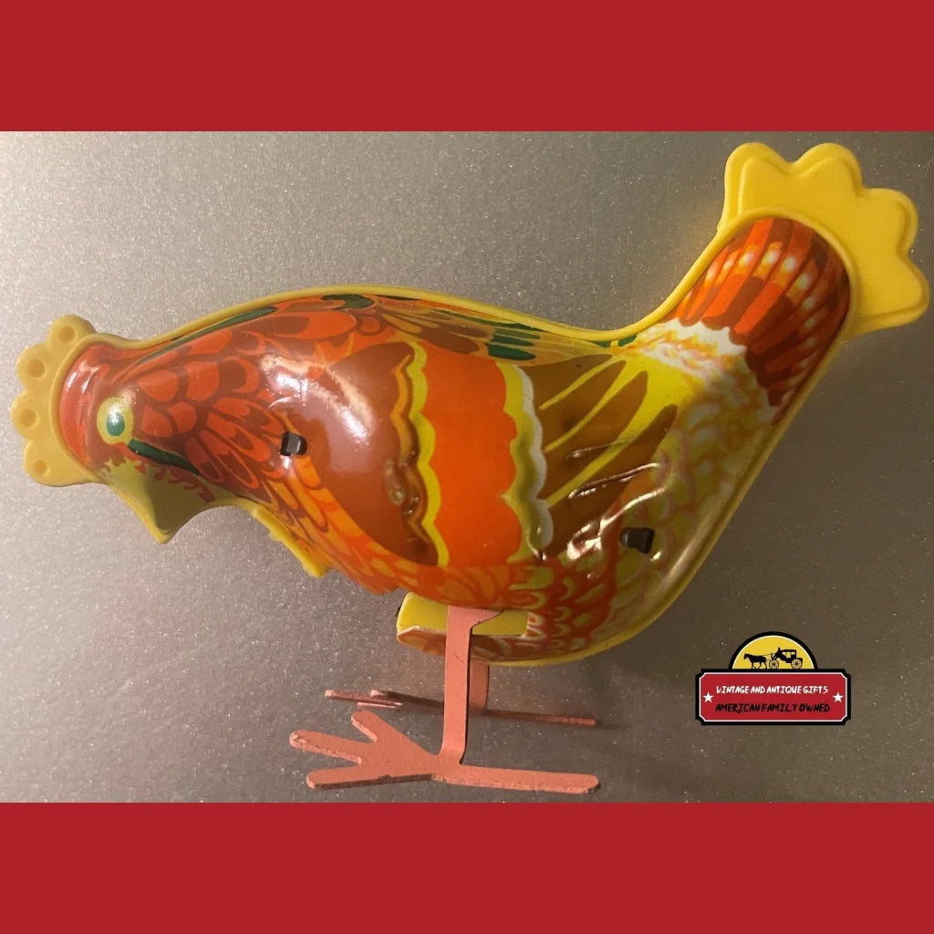 Vintage Tin Wind Up Pecking Chicken Collectible Toy In Box 1970s - 1980s Advertisements Unique Toys Rare 1970s-80s