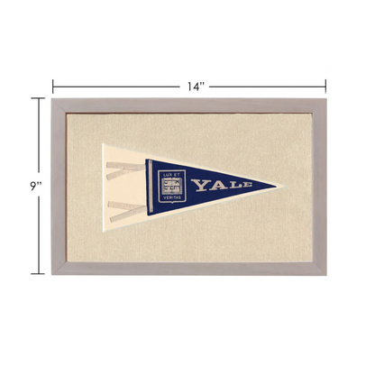 Vintage Yale University pennant in navy blue and cream with Lux et Veritas motto