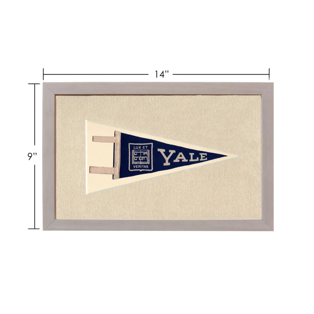 Vintage Yale University pennant in navy blue and cream with Lux et Veritas motto