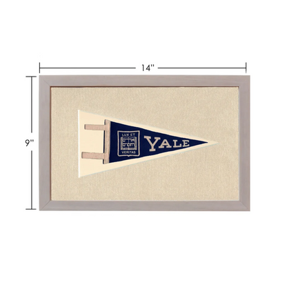 Vintage Yale University pennant in navy blue and cream with Lux et Veritas motto