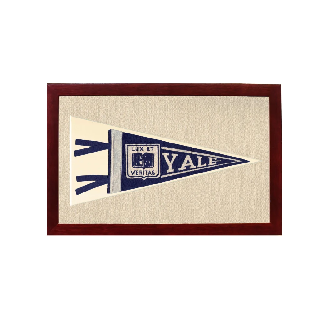 Vintage Yale University Pennant | 1950s Wool Felt Pennant Framed Display | vintageantiquesgifts.com