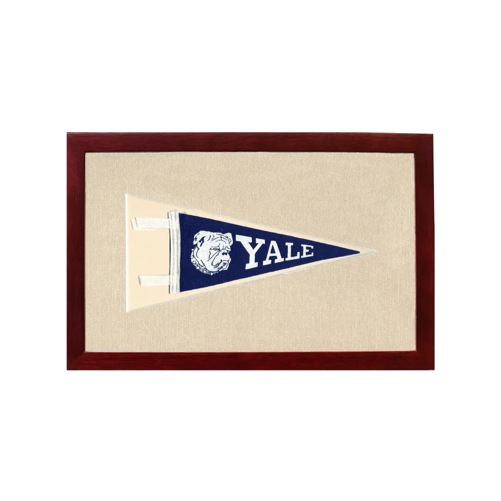 Vintage Yale University Pennant | 1950s Wool Felt Pennant Framed Display | vintageantiquesgifts.com