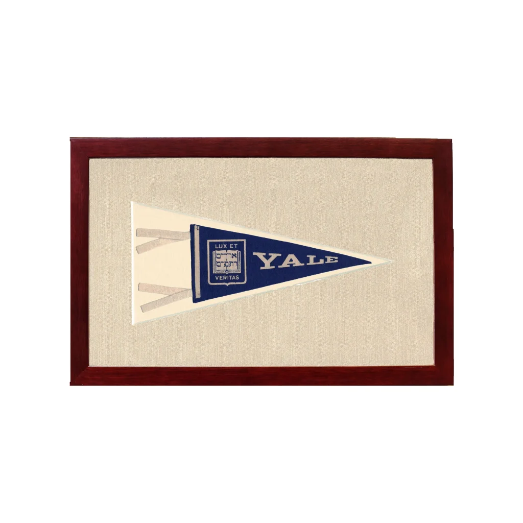 Vintage Yale University Pennant | 1950s Wool Felt Pennant Framed Display | vintageantiquesgifts.com