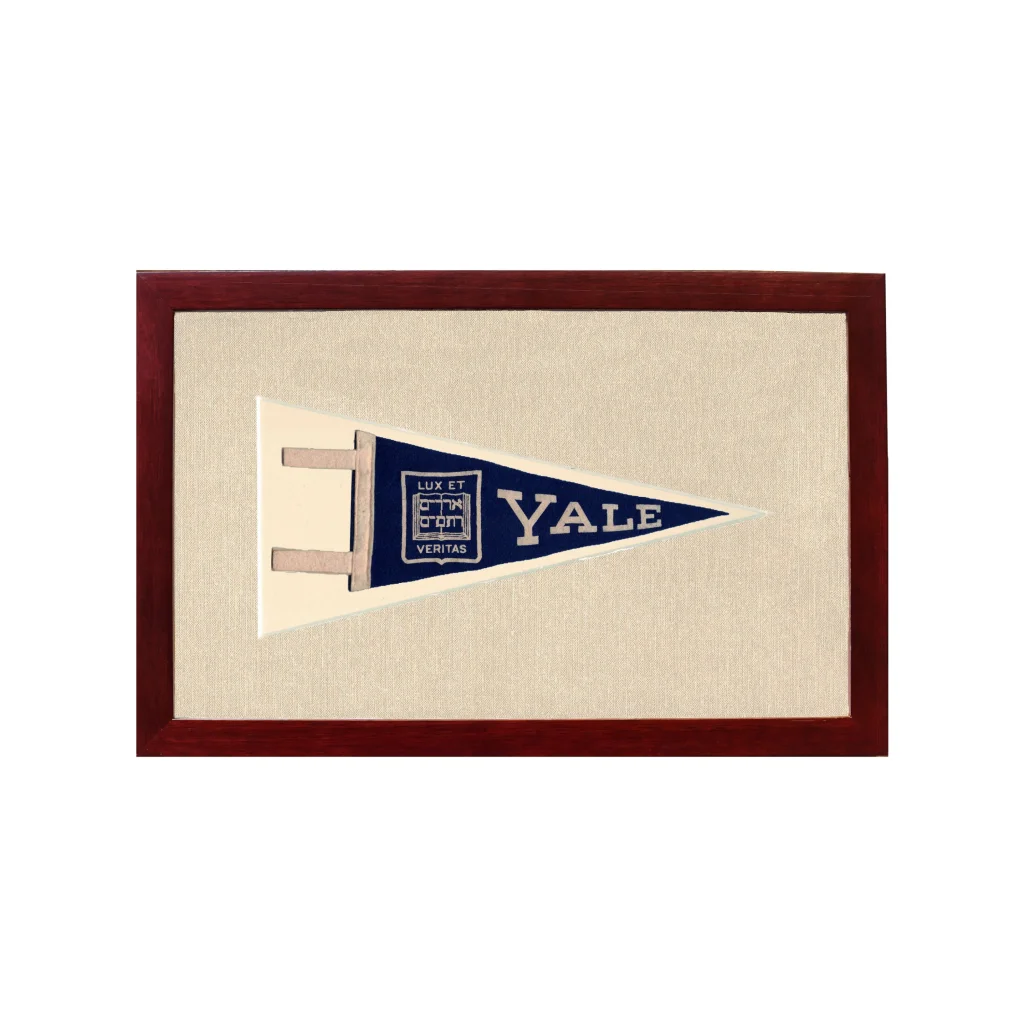 Vintage Yale University Pennant | 1950s Wool Felt Pennant Framed Display | vintageantiquesgifts.com