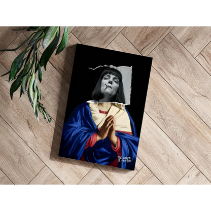 Insigne aluminum prints of smoking Madonna torn paper wall art