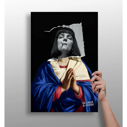 Striking Insigne Aluminum Prints of Smoking Madonna with torn paper effect