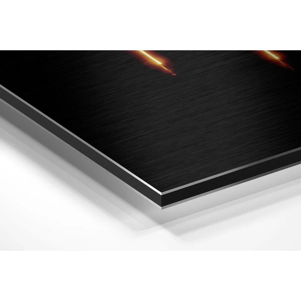 Virgo zodiac brushed aluminium dibond wall art with orange glow arrow