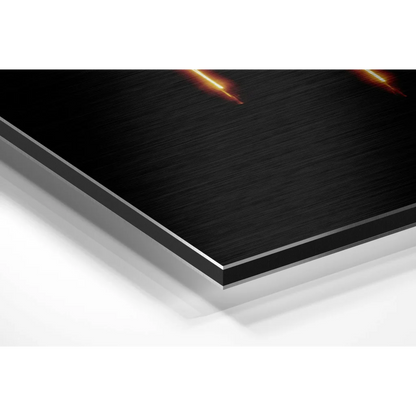 Virgo zodiac brushed aluminium dibond wall art with orange glow arrow