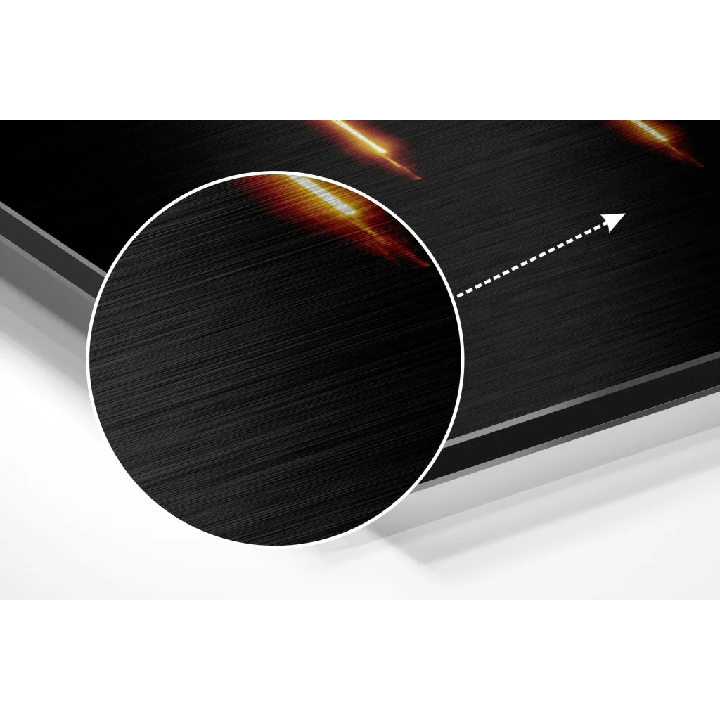 glass wall art Virgo zodiac brushed aluminium dibond wall art with orange glow
