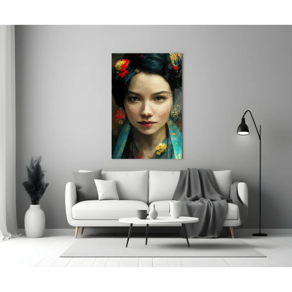 Traditional East Asian Beauty Glass Wall Art Canvas Print | Modern Wall Art Decor | vintageantiquesgifts.com