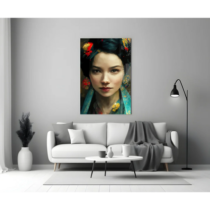 Traditional East Asian Beauty Glass Wall Art Canvas Print | Modern Wall Art Decor | vintageantiquesgifts.com