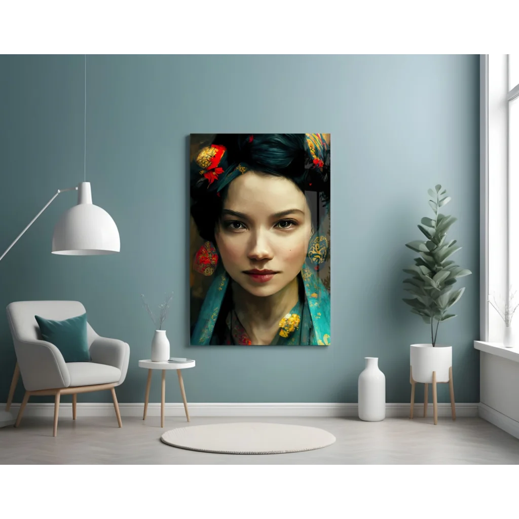 Traditional East Asian Beauty Glass Wall Art Canvas Print | Contemporary Home Wall Art | vintageantiquesgifts.com