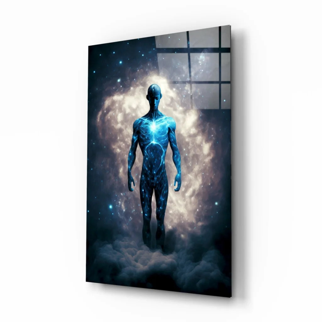 Cosmic Blue Energy Figure Canvas Wall Art Print | Insigneart USA | vintageantiquesgifts.com