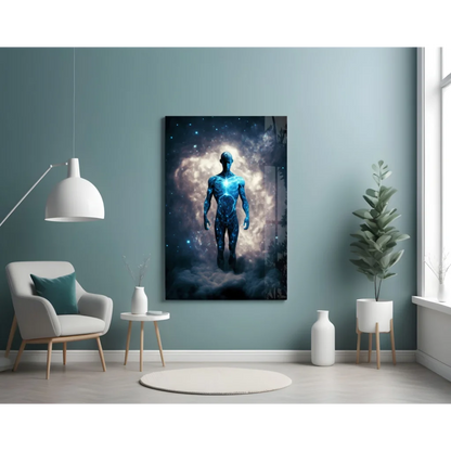 Cosmic Blue Energy Figure Canvas Wall Art Print | Contemporary Home Wall Art | vintageantiquesgifts.com
