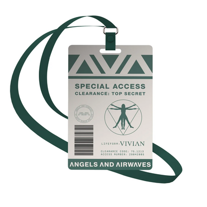Green lanyard with white special access pass for Vivian Deluxe Edition by Angels & Airwaves