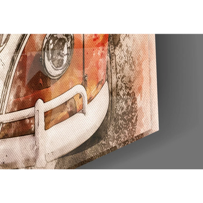 Vintage watercolor VW Bus canvas wall art print
