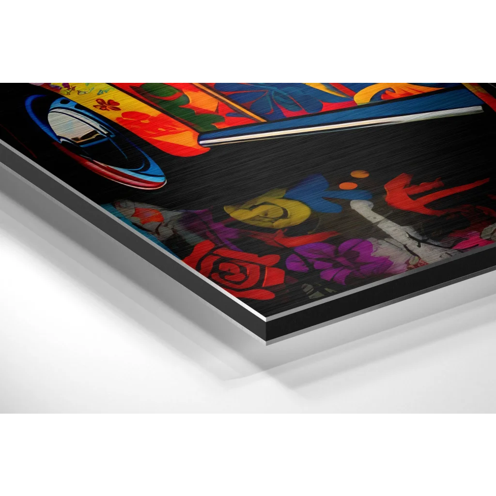 Vibrant Graffiti Art on Brushed Aluminium Dibond Panel | Glass Wall Art Print | vintageantiquesgifts.com