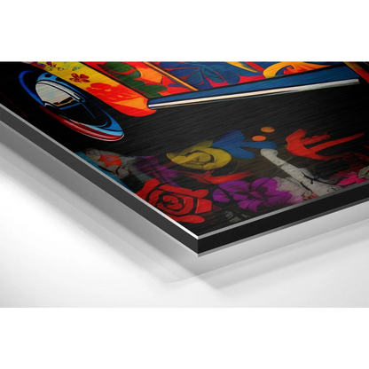 Vibrant Graffiti Art on Brushed Aluminium Dibond Panel | Glass Wall Art Print | vintageantiquesgifts.com