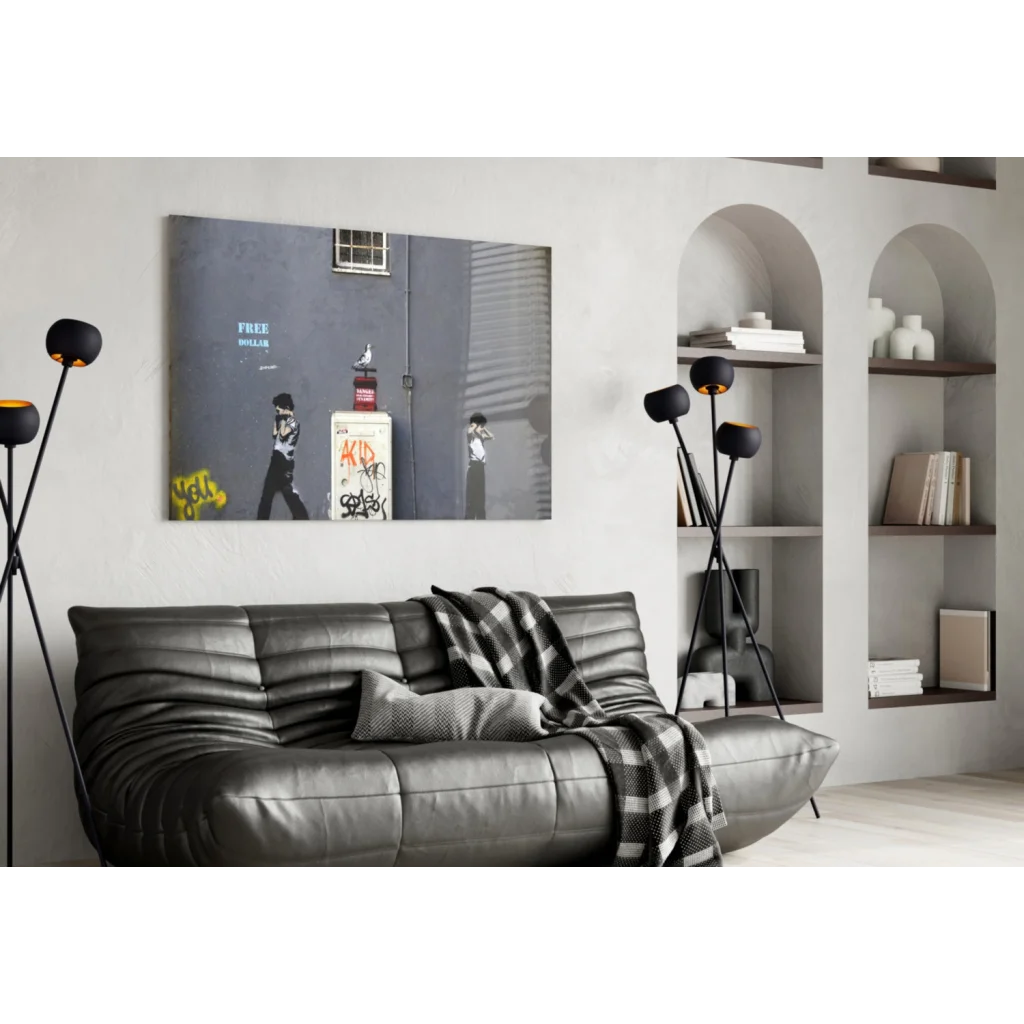 Urban Street Art Canvas Print with Graffiti and Pigeon Wall Art | Contemporary Home Wall Art | vintageantiquesgifts.com