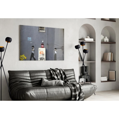 Urban Street Art Canvas Print with Graffiti and Pigeon Wall Art | Contemporary Home Wall Art | vintageantiquesgifts.com