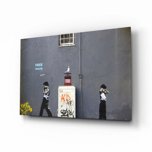 Urban Street Art Canvas Print with Graffiti and Pigeon Wall Art | Insigneart USA | vintageantiquesgifts.com