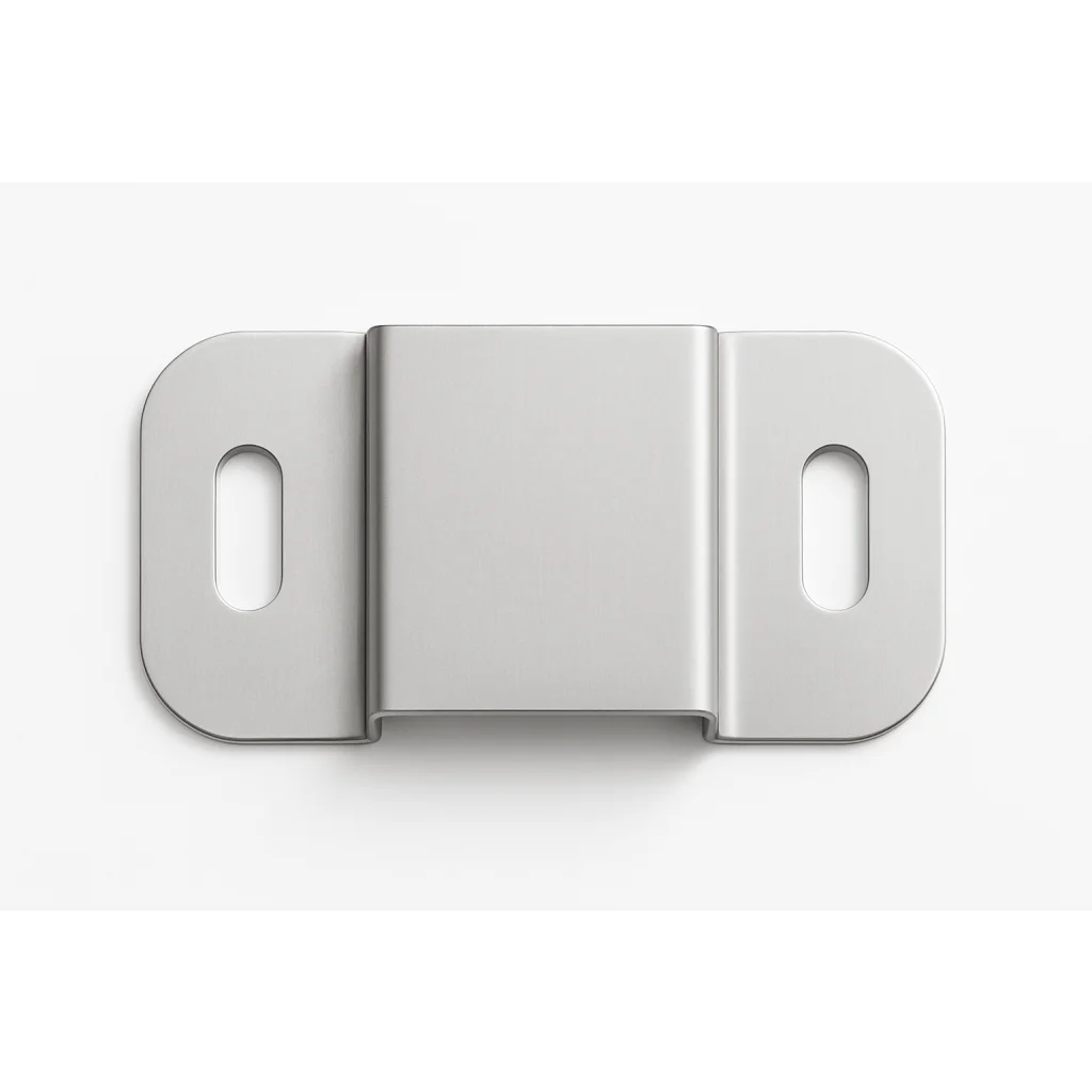 Sleek silver stainless steel wall mount with magnetic latch and rounded edges