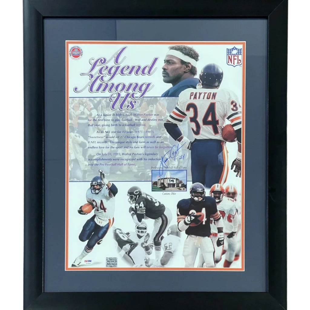 Walter Payton deluxe framed 16x20 photo of Bears legend in action