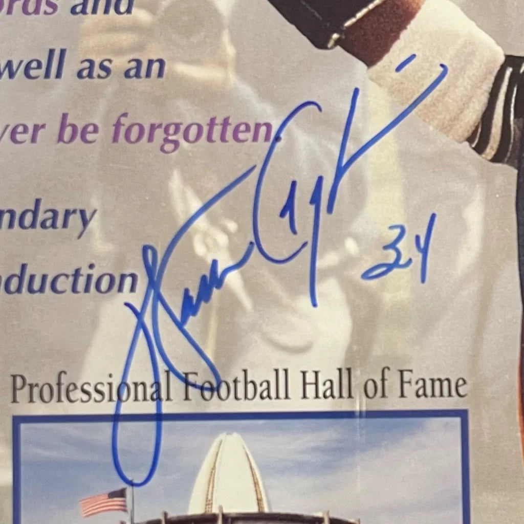 Walter Payton signed deluxe framed 16x20 photo with blue ink 11 and 34