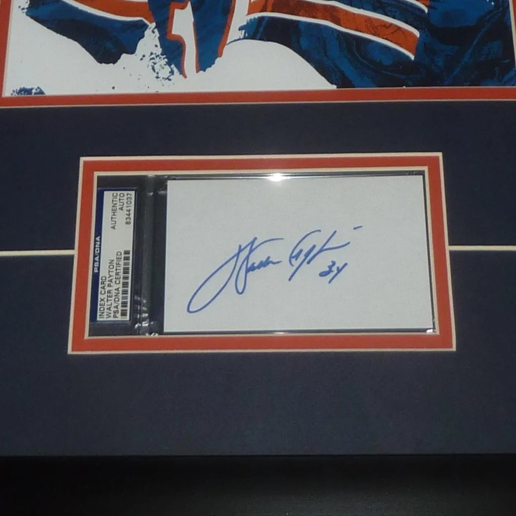 Walter Payton Chicago Bears 11x14 splash artwork with signed card in PSA/DNA holder