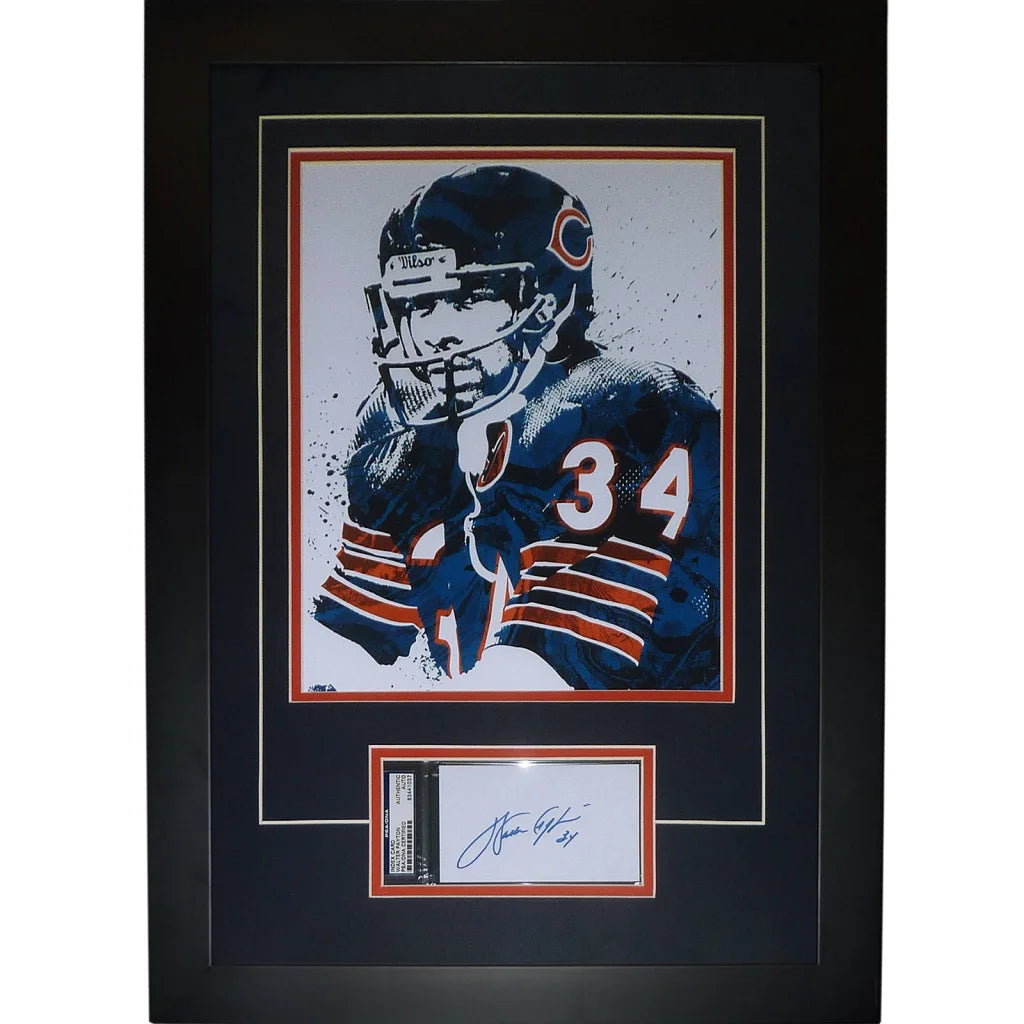 Framed 11x14 Walter Payton Chicago Bears splash artwork with slabbed autograph