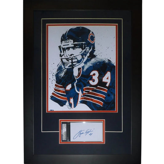 Framed 11x14 Walter Payton Chicago Bears splash artwork with slabbed autograph