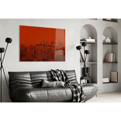 Wanderlust Orange Cityscape Canvas Wall Art | Contemporary Home Wall Art | vintageantiquesgifts.com