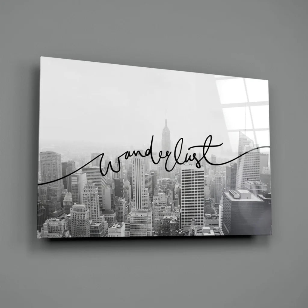 Black and white wanderlust cityscape canvas wall art print