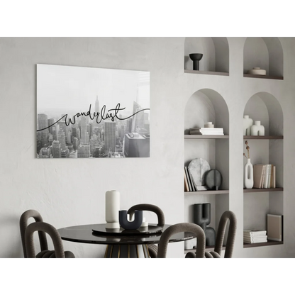 Black and white wanderlust cityscape canvas wall art print