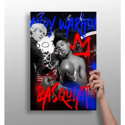 Vibrant Warhol Basquiat graffiti boxer art aluminum print