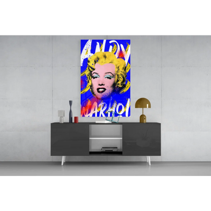 Vibrant Warhol Marilyn Monroe pop art glass wall art canvas print