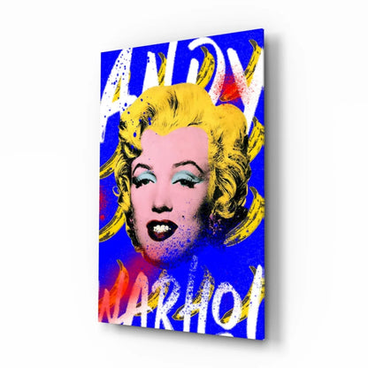 Vibrant Warhol Marilyn Monroe pop art glass wall art canvas print