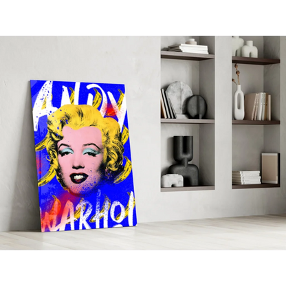 Vibrant Warhol Marilyn Monroe pop art glass wall art canvas print