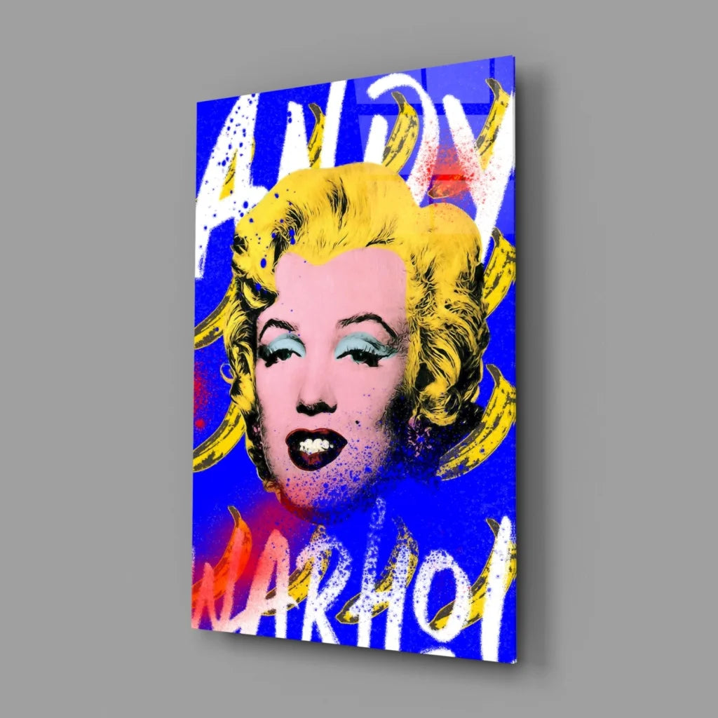 Vibrant Warhol Marilyn Monroe pop art glass wall art canvas print