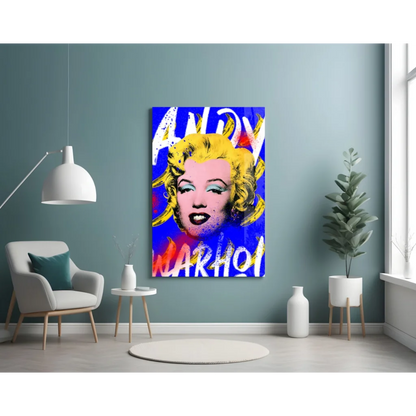 Vibrant Warhol Marilyn Monroe pop art glass wall art canvas print
