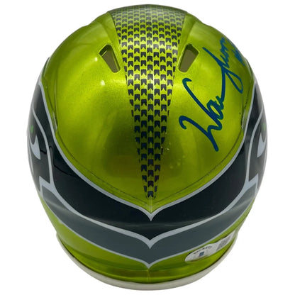 Warren Moon autographed Seattle Seahawks mini helmet in lime green and black