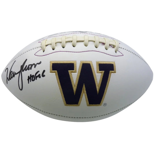 Warren Moon autographed Washington Huskies logo football, Beckett