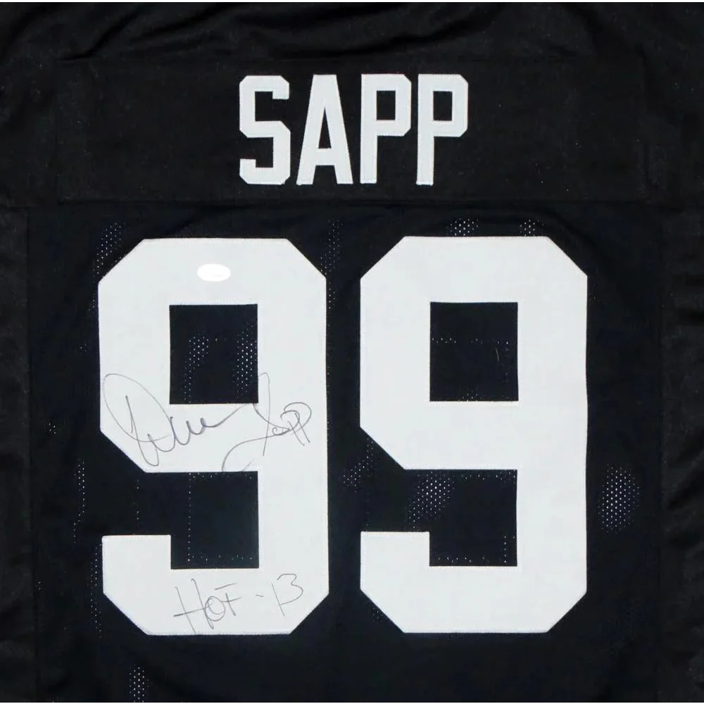 Warren Sapp autographed black custom jersey #99 with white Sapp