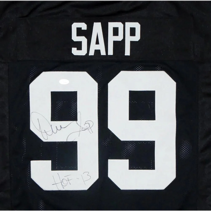 Warren Sapp autographed black custom jersey #99 with white Sapp