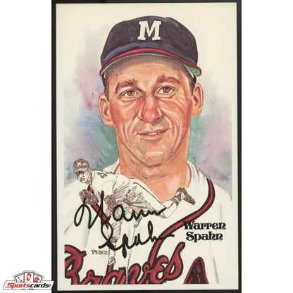 Warren Spahn signed Gold Perez Steele baseball card, JSA authenticated gem
