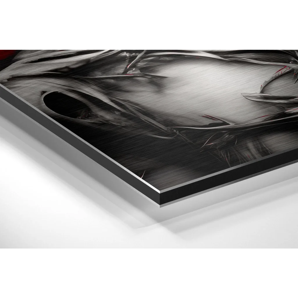 Glass Wall Art Black and silver skull art on brushed aluminium dibond metal print