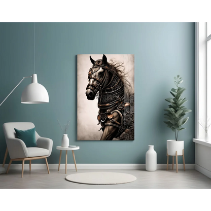 Steampunk Horse Wall Art with Metallic Armor Gears | Contemporary Home Wall Art | vintageantiquesgifts.com