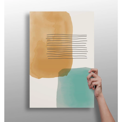 Watercolor Dreams Abstract Canvas in Teal and Ochre minimalist art
