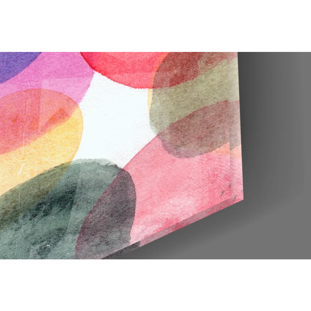 Vibrant colorful circle glass wall art with dreamy watercolor vibes