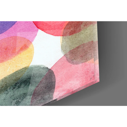 Vibrant colorful circle glass wall art with dreamy watercolor vibes
